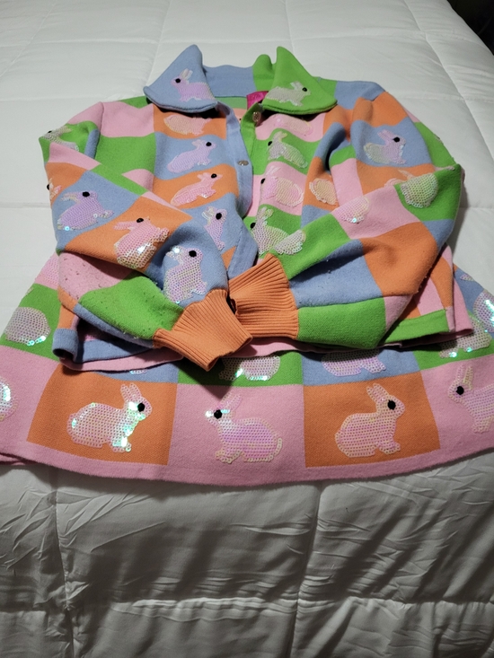 QUEEN OF SPARKLES Dresses & Skirts - Queen Of Sparkles Pastel Bunny Patchwork Cardigan And Skirt